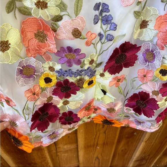 Ivory 3D Colorful Floral Embroidered Halter Midi Dress πΏ - Picture 11 of 13